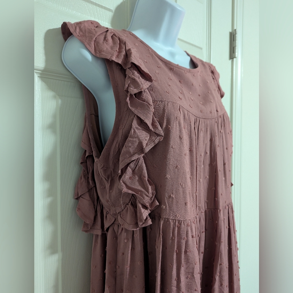 Ruffled Sleeveless Dress in Dusty Pink - Picture 3 of 9